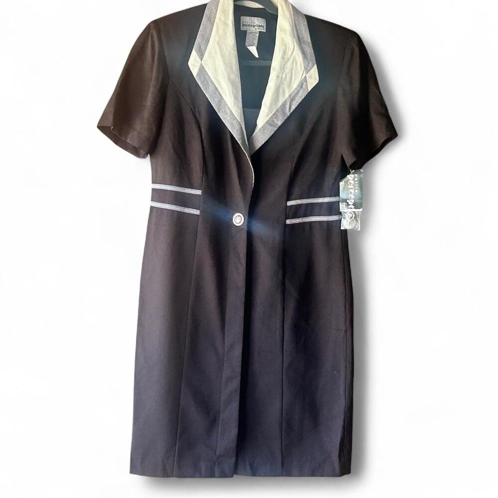 Vintage 80s blue and white work dress Women's size‎ 6 NEW!